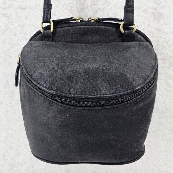 GREAT AMERICAN LEATHERWORKS Black Nubuck Leather Crossbody Organizer Bag - Picture 14 of 14